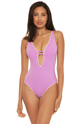 ORCHID/SEA GLASS Skylar Reversible Plunge One Piece Swimsuit