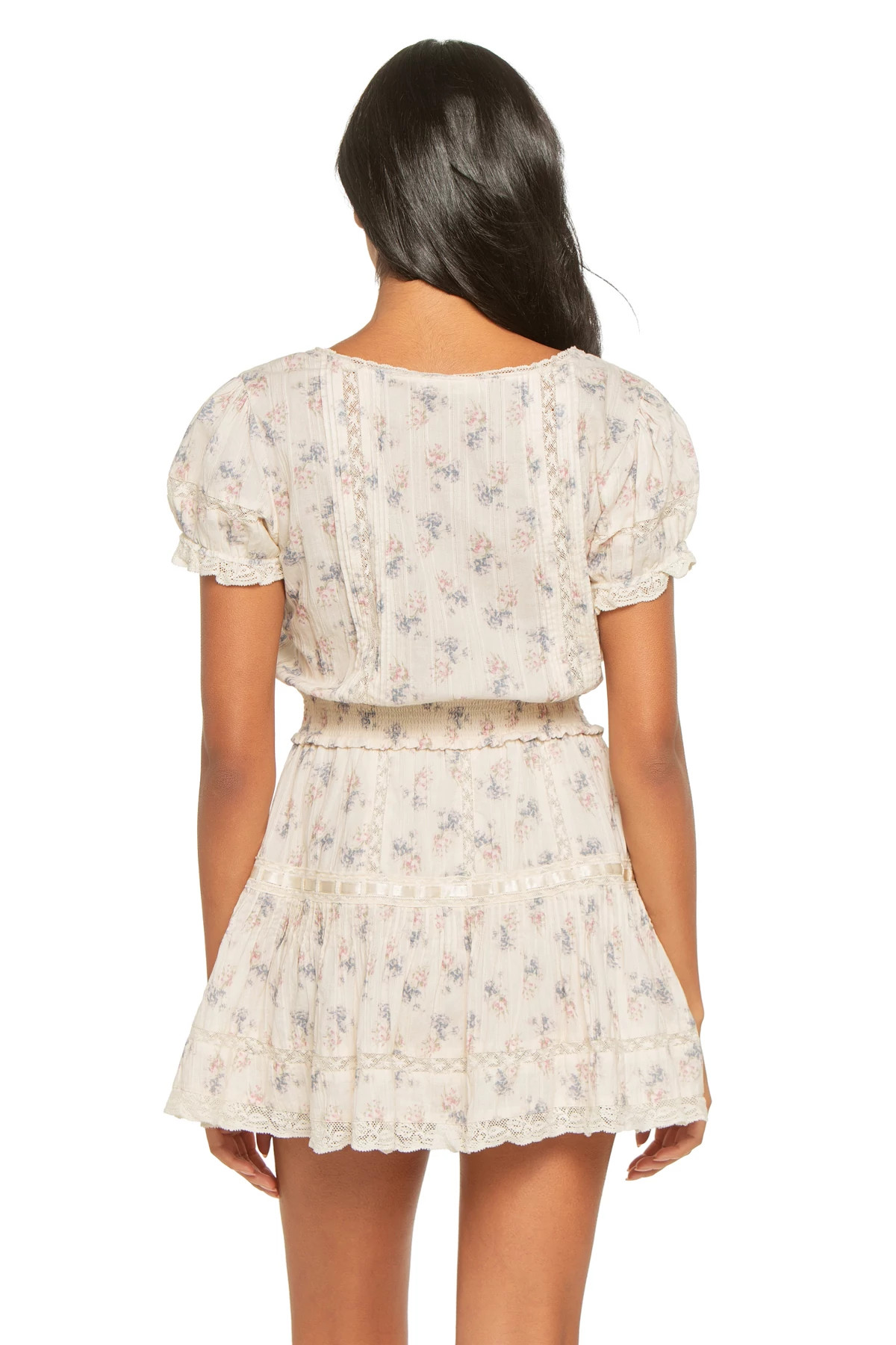 ANTIQUE VANILLA Devella Floral Lace Cotton Mini Dress image number 2