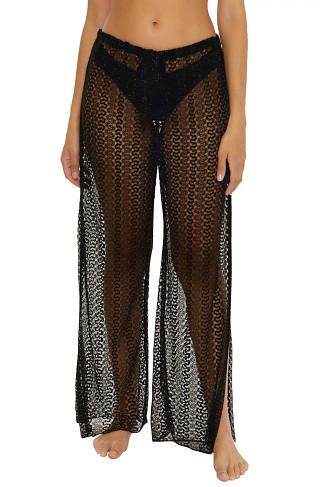 BLACK Golden Metallic Crochet Pants