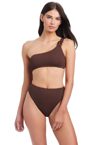 ESPRESSO Ribbed Asymmetrical Bikini Top
