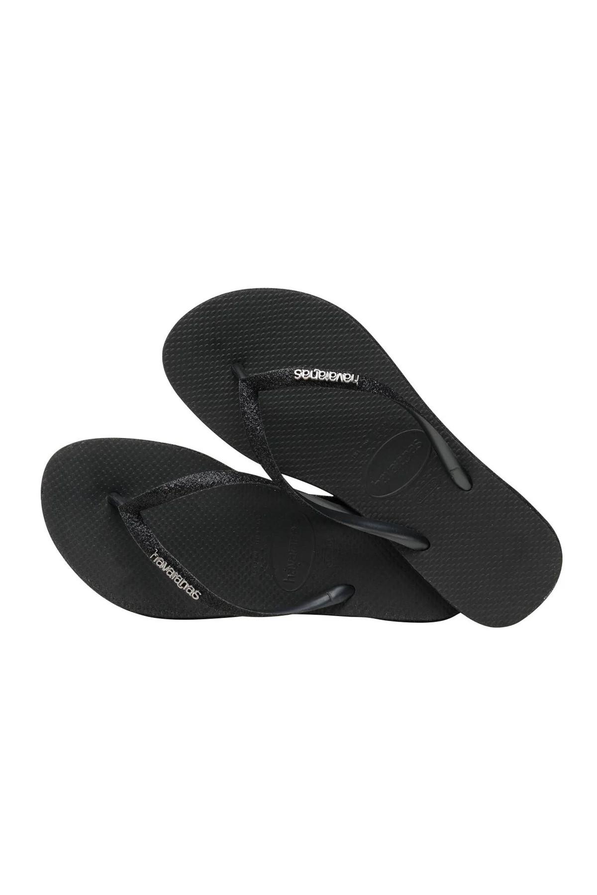 BLACK Slim Sparkle Flip Flops image number 3