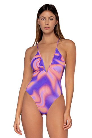 SOLAR FLARE Stardust Plunge One Piece Swimsuit