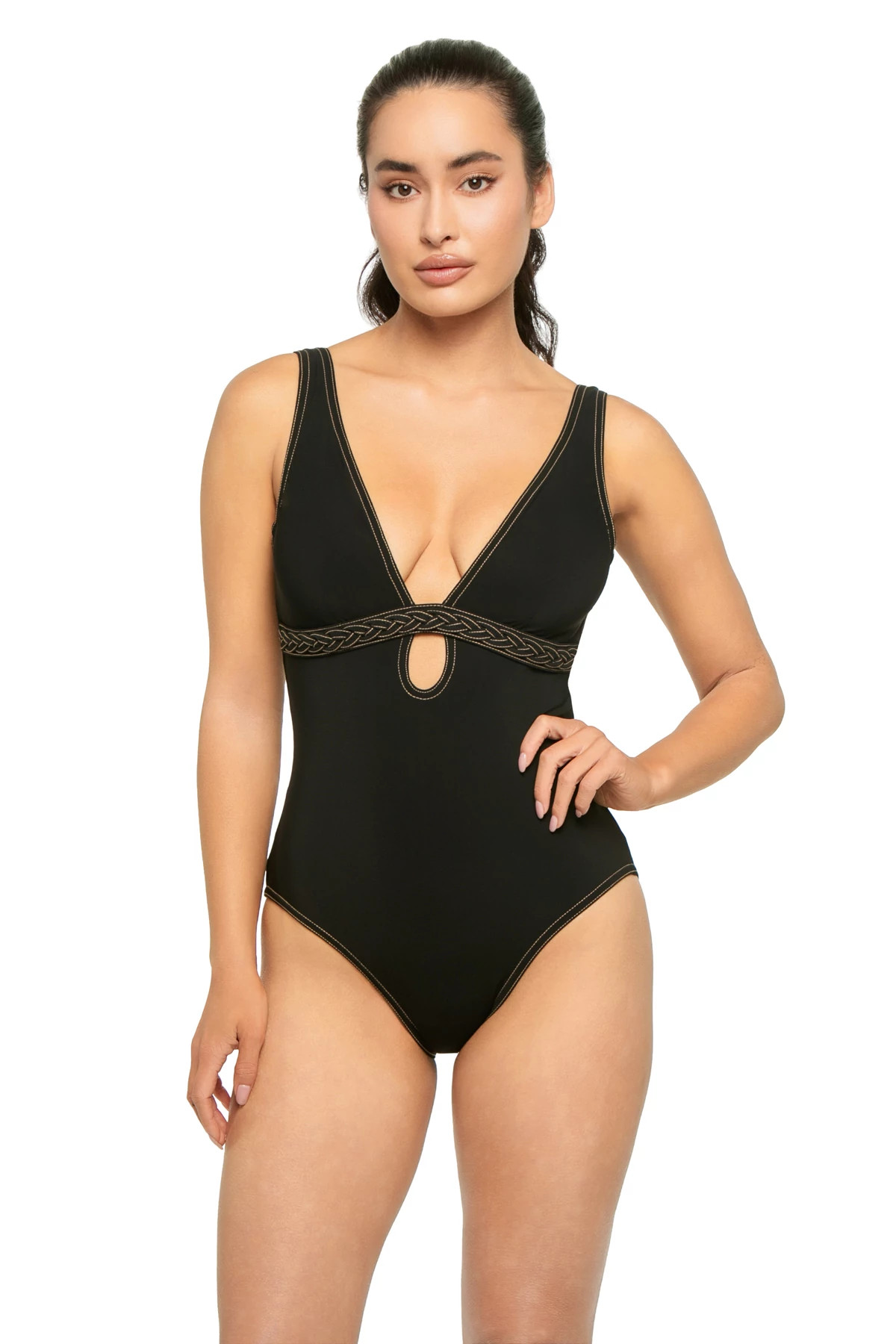 BLACK Quinn Plunge One Piece Swimsuit image number 1