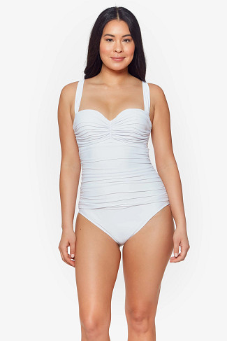 WHITE Shirred Underwire One Piece Swimsuit