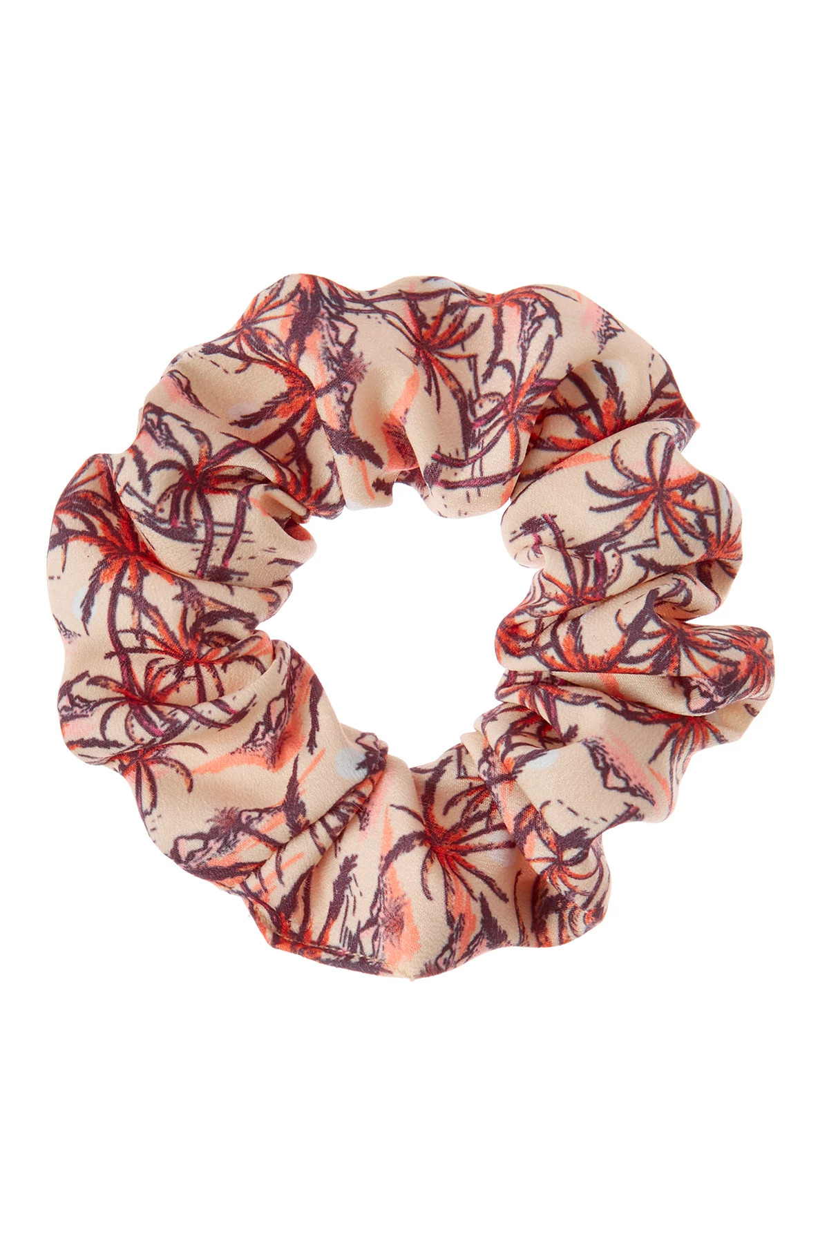 TAN Tropical Palm Hair Scrunchie image number 1