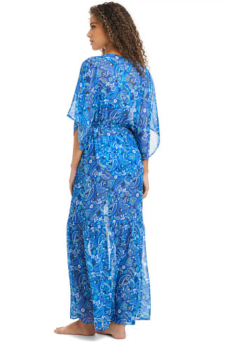 BLEU DEPTHS Paisley Chiffon Maxi Cover Up Dress
