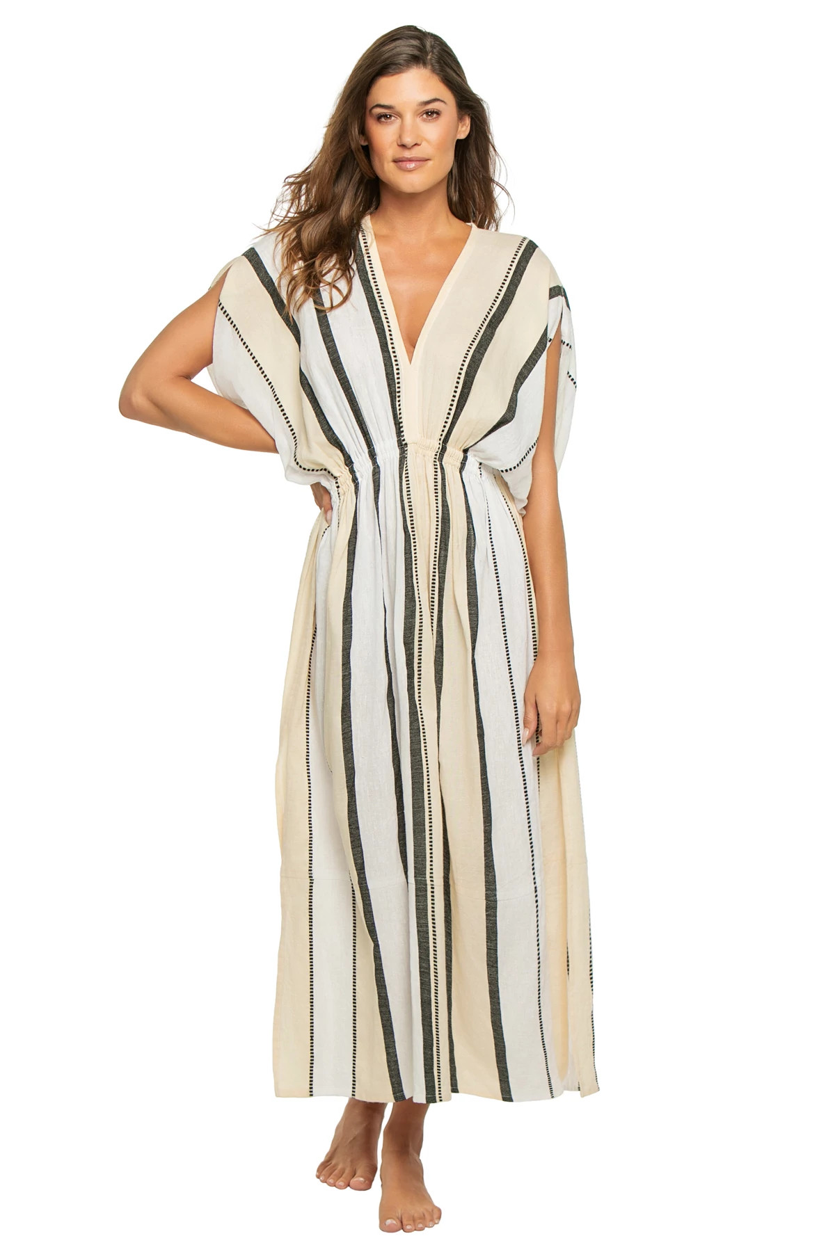 TOMOCA CREAM Leila Plunge Maxi Dress image number 1