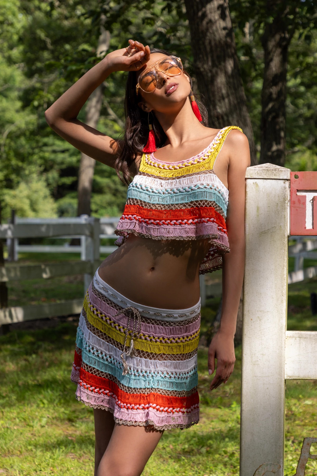 MULTI Cleo Hand-Crocheted Mini Skirt image number 3