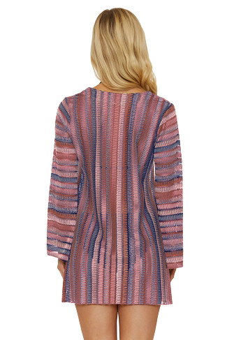 MULTI PINK Lace-Up Crochet Tunic