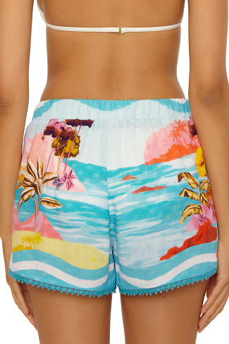 MULTI Cyclades Tropical Print Beach Shorts
