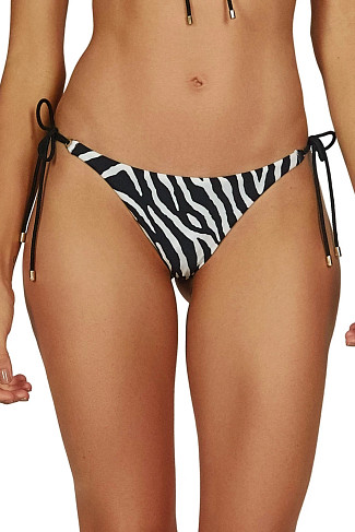 FIORELLA BLACK Zebra Tie Side Hipster Bikini Bottom