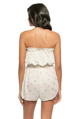 WHITE POLKA Strapless Romper