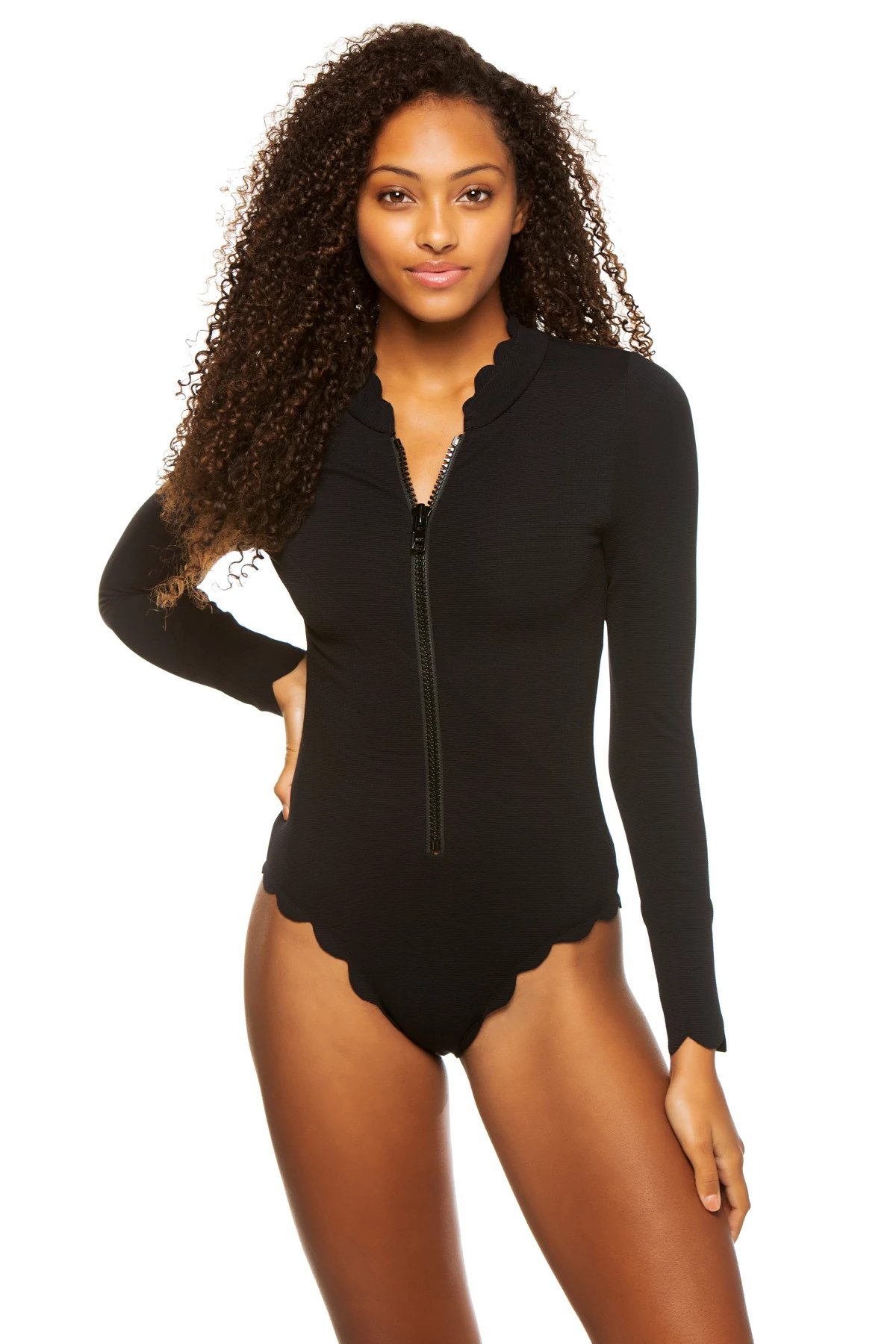 Long Sleeve Scallop One Piece image number 1