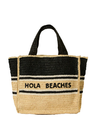 BLACK/NATURAL Hola Beaches Boxy Tote
