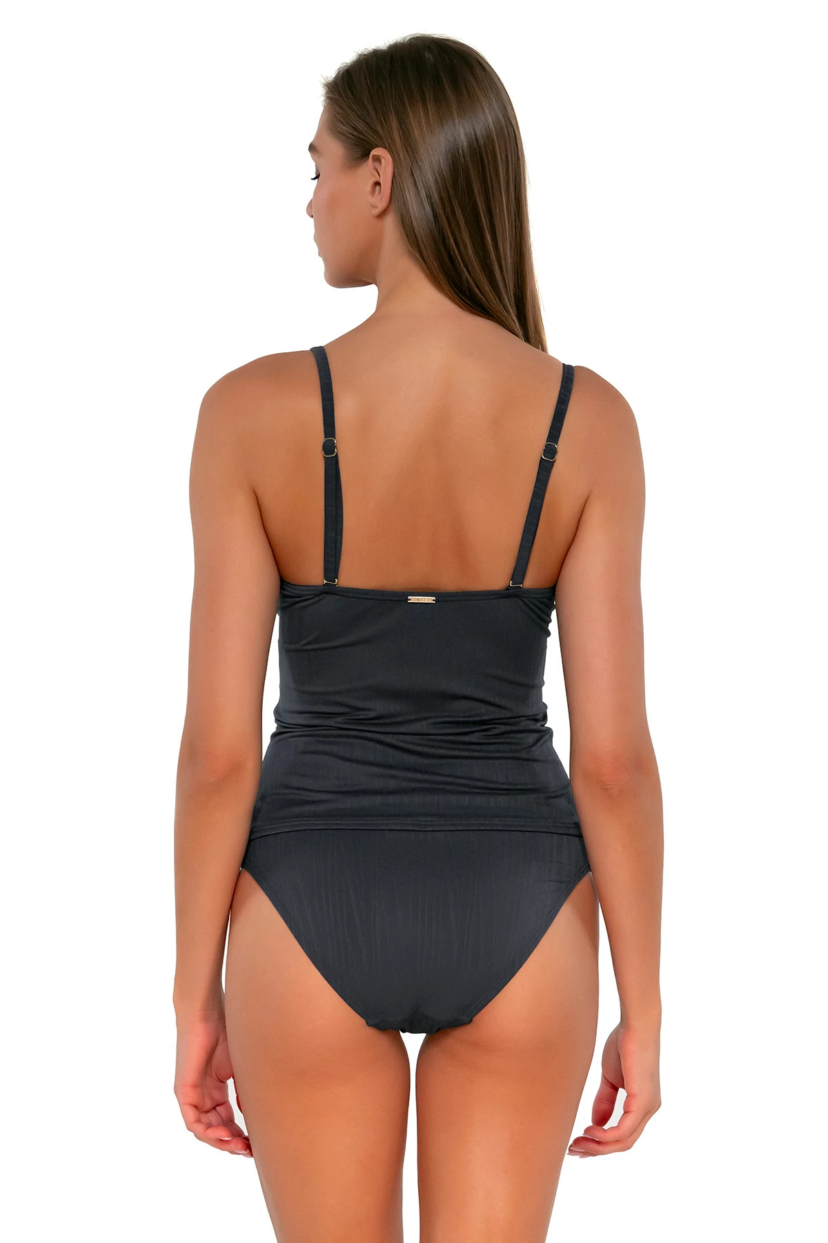 Slate Seagrass Texture Hannah High Waist Bottom, Women's Swimwear