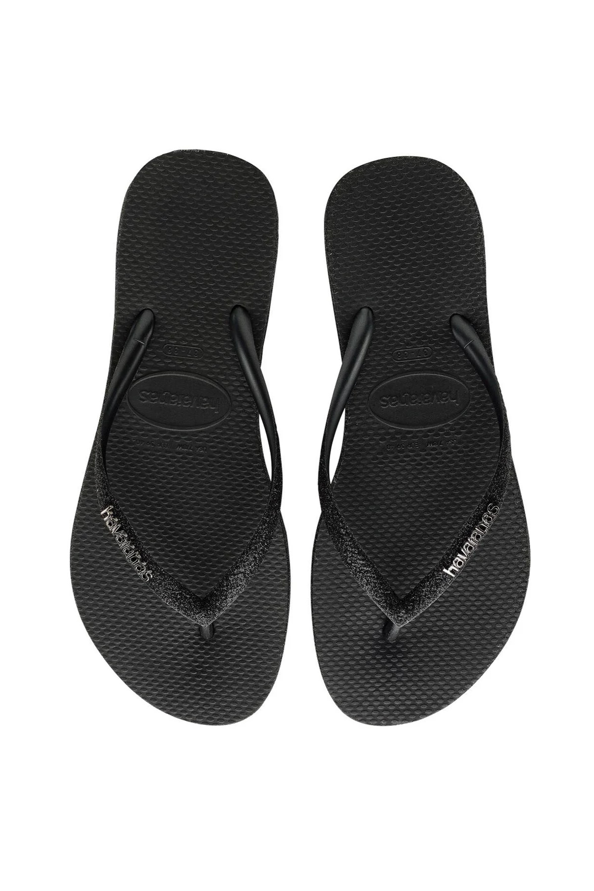 BLACK Slim Sparkle Flip Flops image number 1