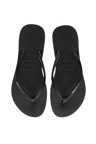 BLACK Slim Sparkle Flip Flops
