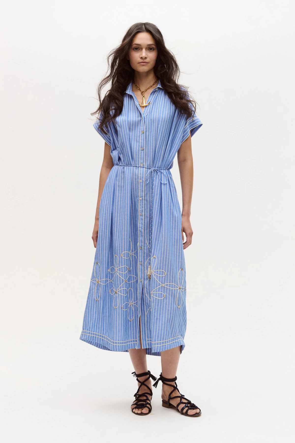 BLUE STRIPES Valerie Caftan Dress image number 4