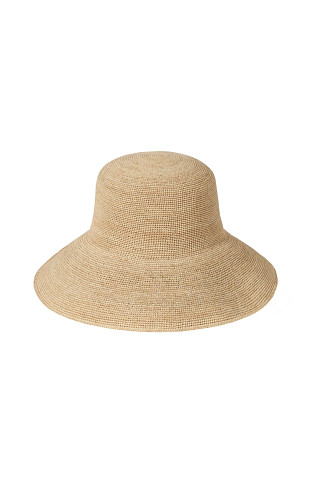 NATURAL Inca Crochet Raffia Wide Brim Sun Hat