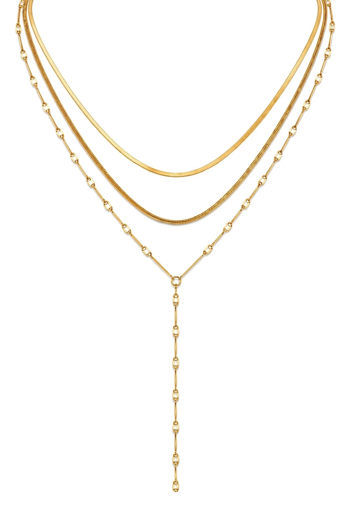 GOLD Anarosa Layered Lariat Necklace image number 1