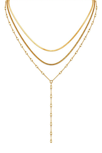 GOLD Anarosa Layered Lariat Necklace