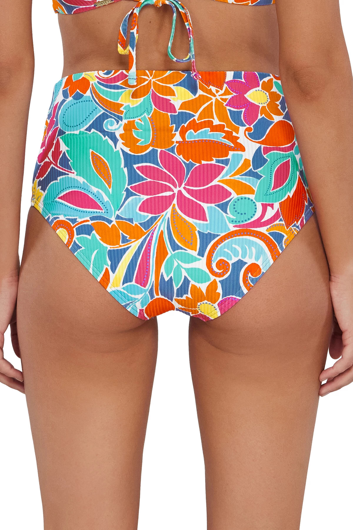FESTIVE FLORAL SANDBAR RIB Capri High Waist Bikini Bottom image number 4