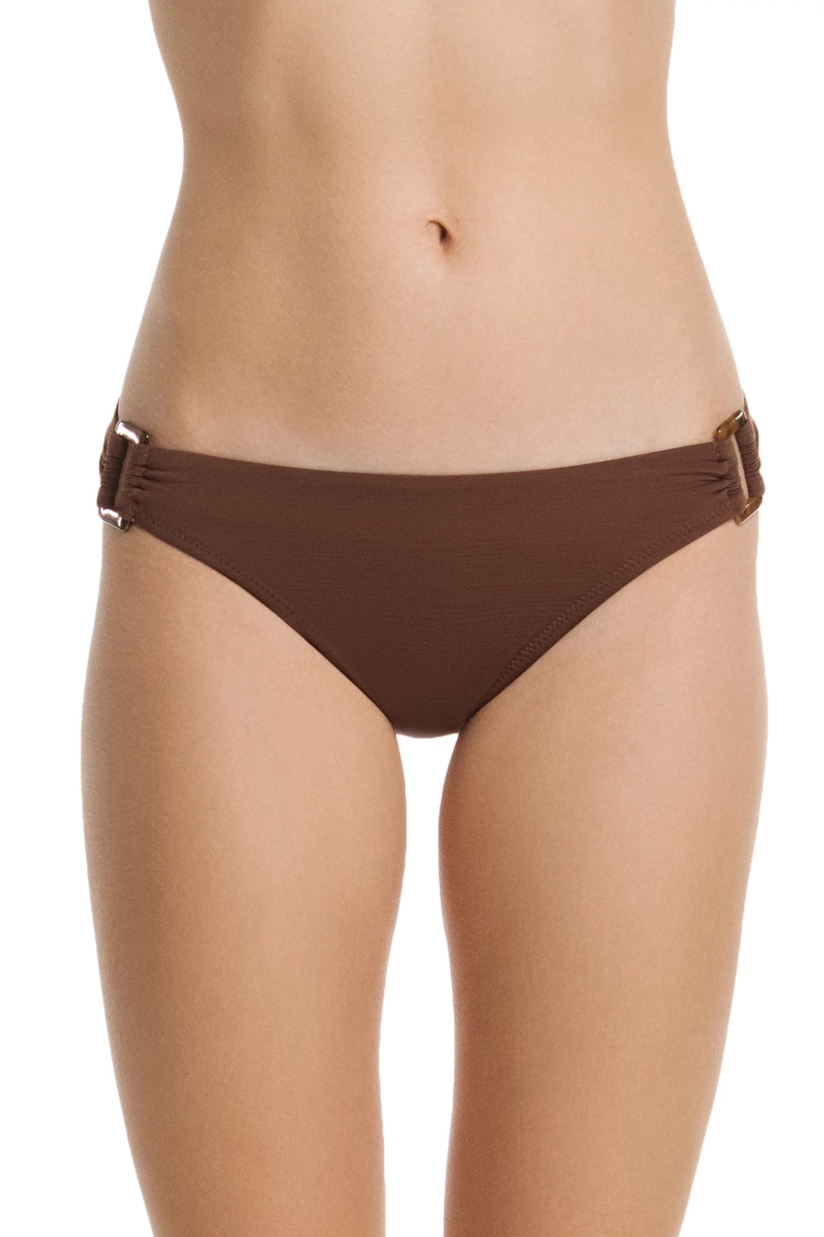 CHOCOLATE BROWN Tortoise Tab Side Hipster Bikini Bottom image number 1