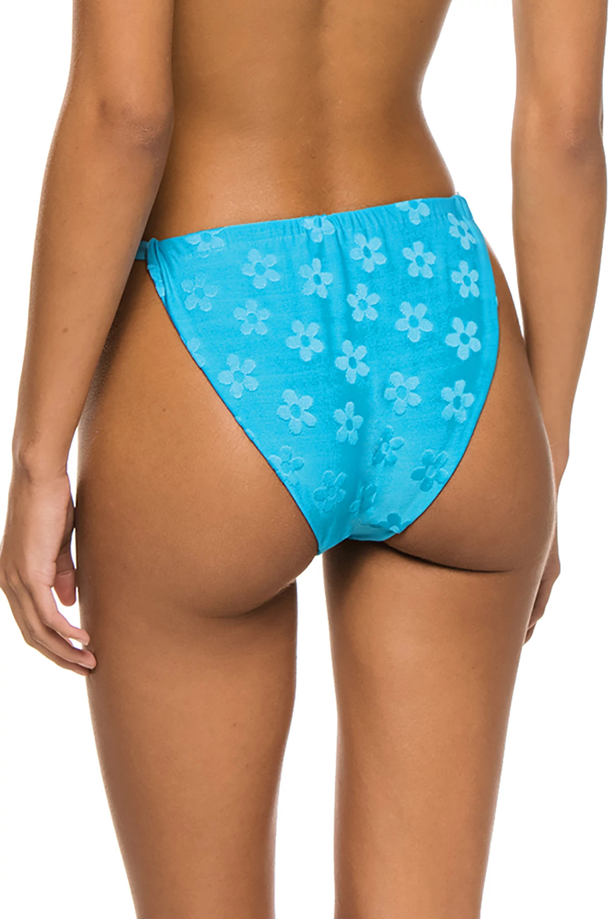 OCEAN BLUE Ruched Tab Side Brazilian Bikini Bottom image number 3