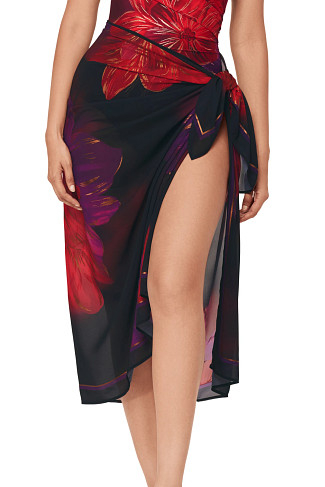 BLACK/MULTI Petali Rose Pareo Cover Skirt
