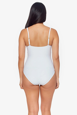 WHITE Shirred Underwire One Piece Swimsuit