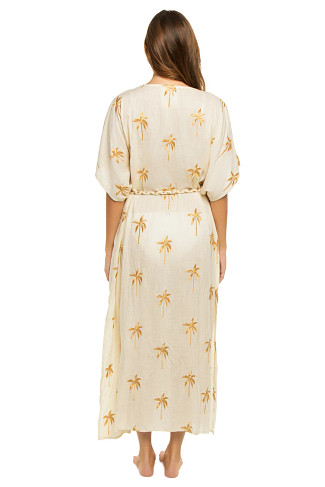 Natural with gold embroidery thread Palm Caftan