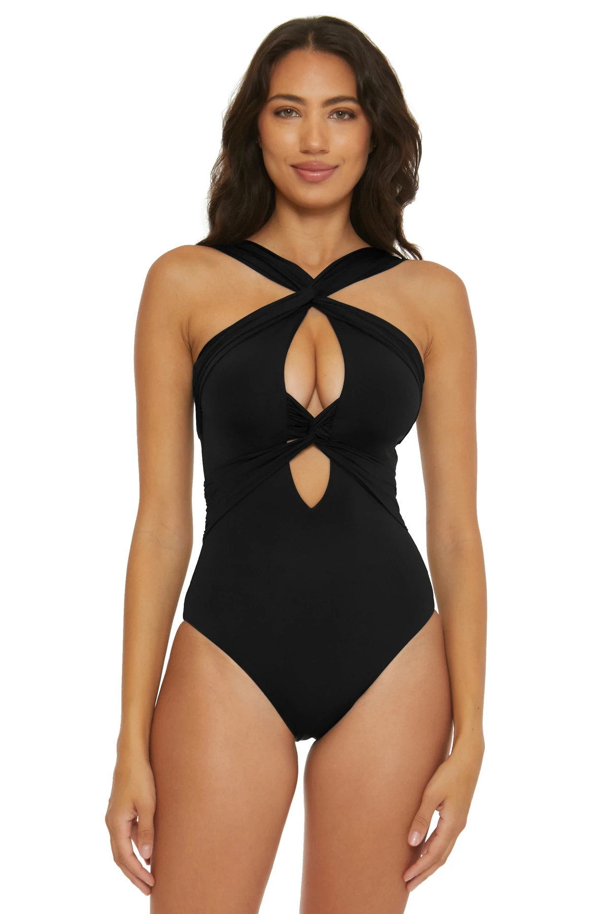 BLACK Gracelyn High Neck One Piece Swimsuit image number 1