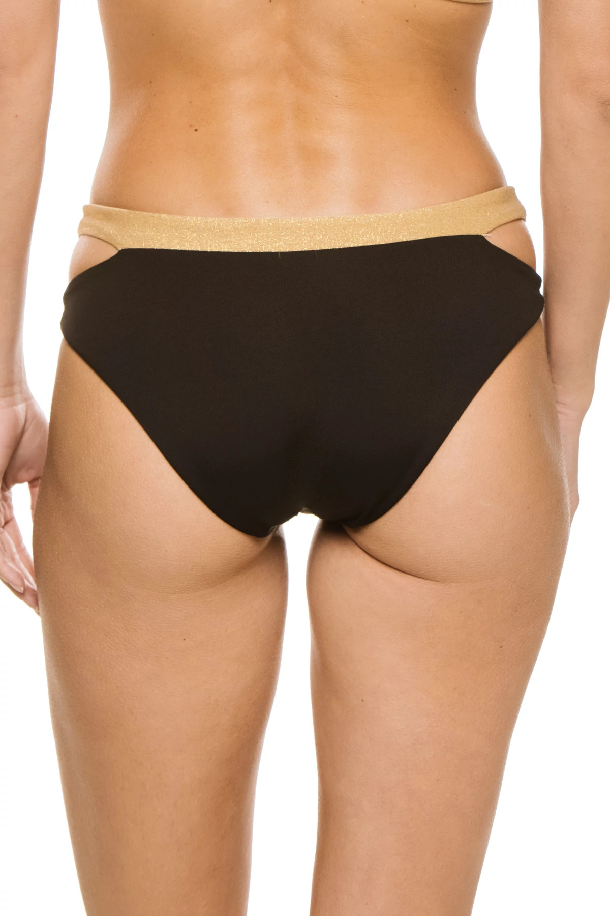 BLACK/GOLD Maya Tab Side Hipster Bikini Bottom image number 2