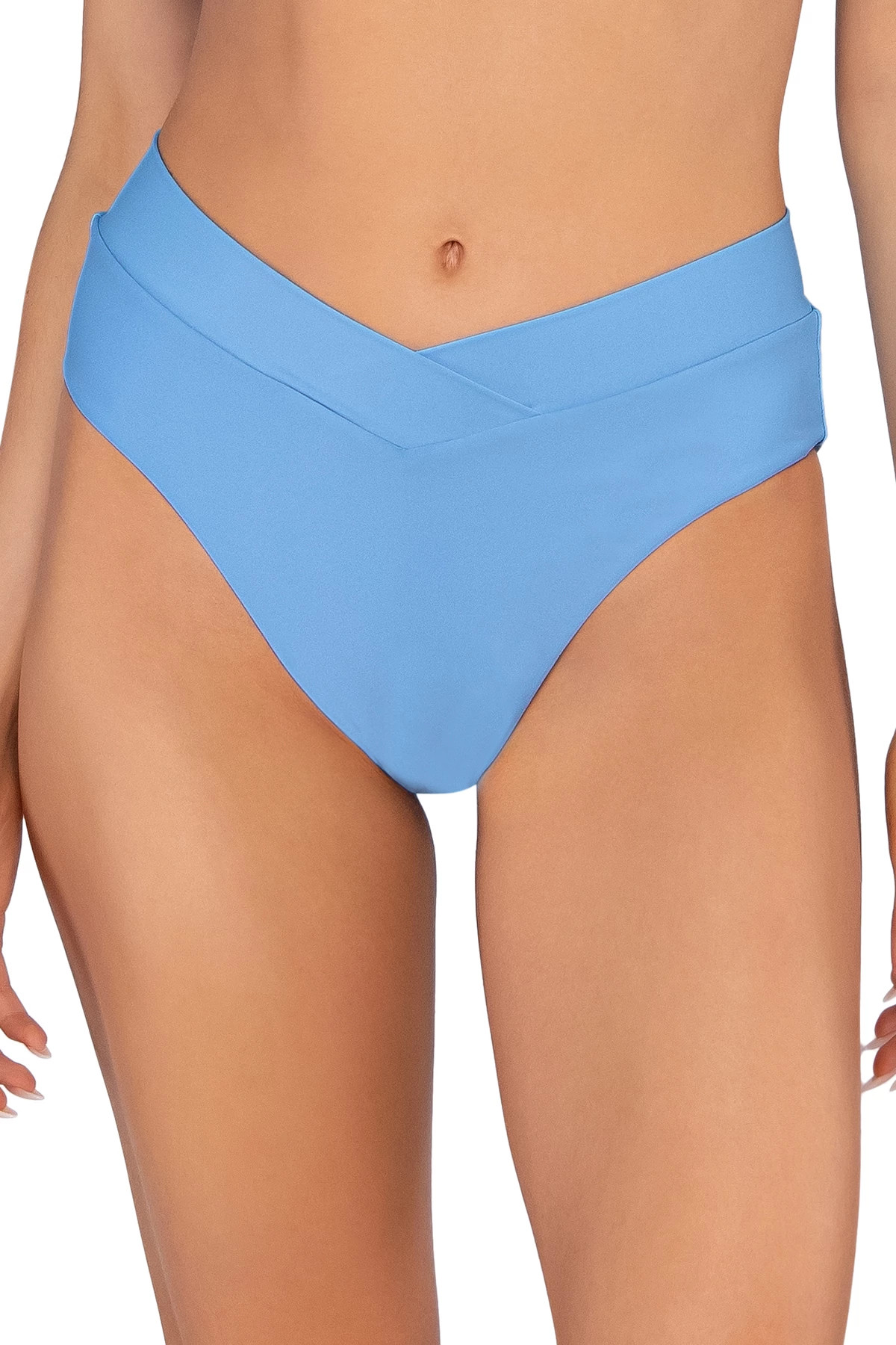 BLUE POPPY Jade V-Front Banded High Waist Bikini Bottom image number 1