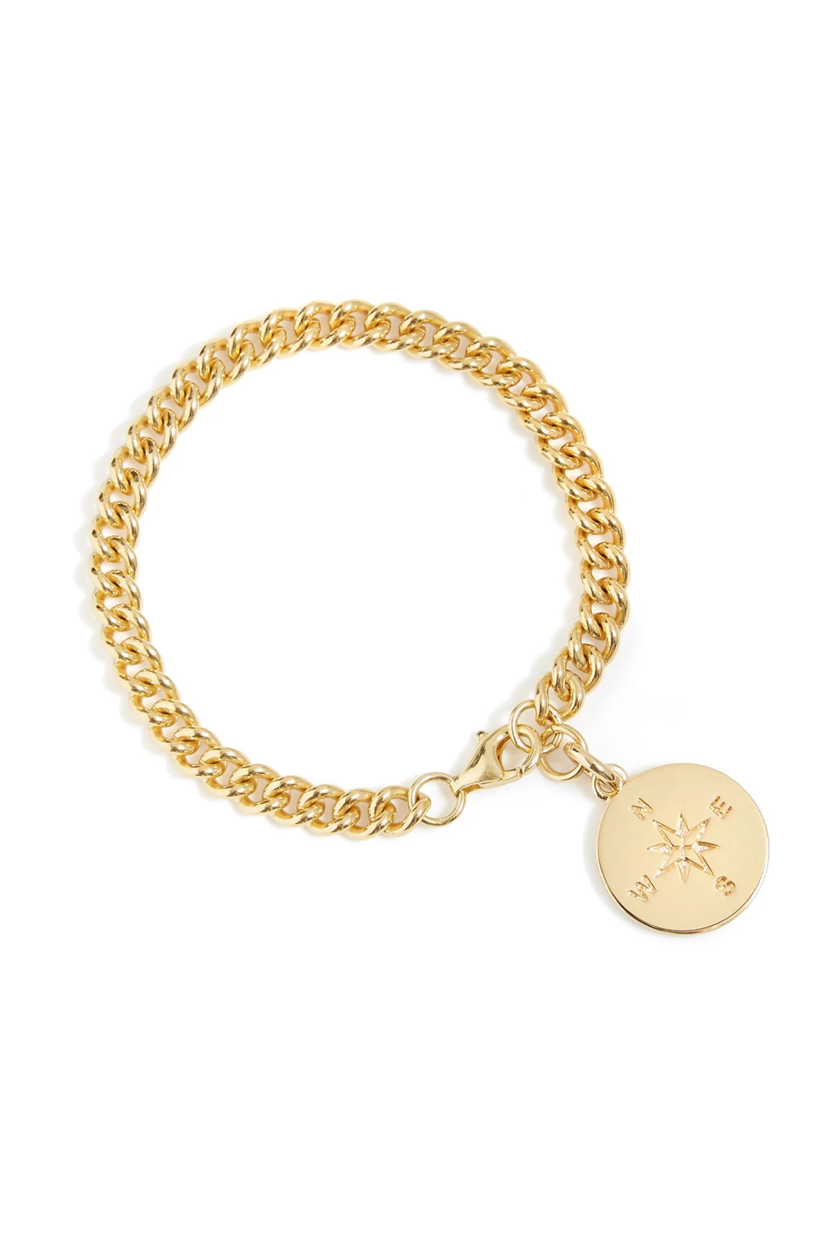 GOLD Gold Compass Curb Link Bracelet image number 1