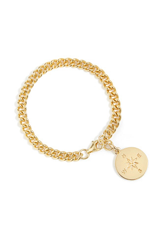 GOLD Gold Compass Curb Link Bracelet