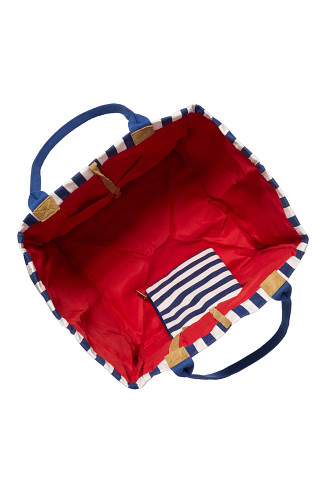 NAVY WHITE Striped Canvas Tote Bag