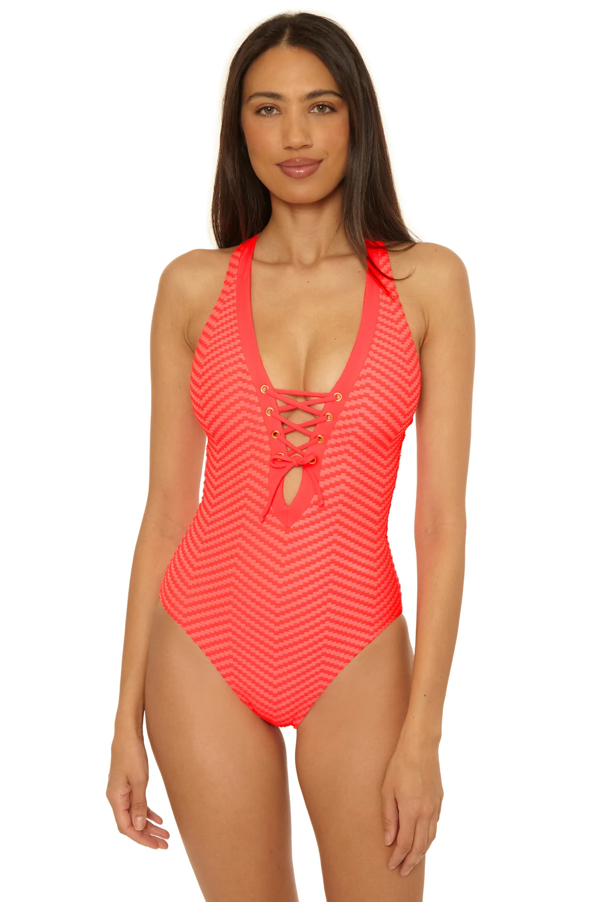 DRAGON FIRE Gia Plunge One Piece Swimsuit image number 1