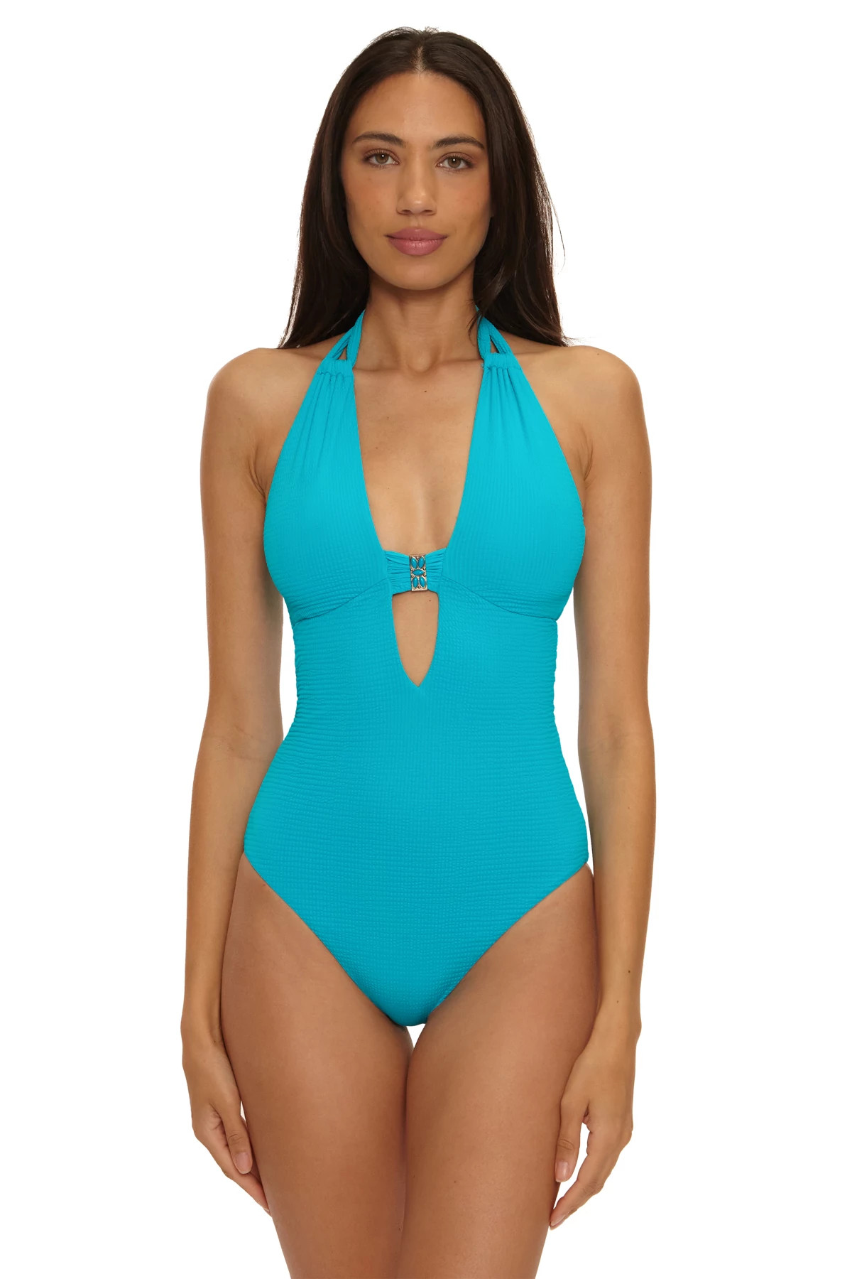 TURQUOISE Nashville Plunge One Piece Swimsuit image number 3