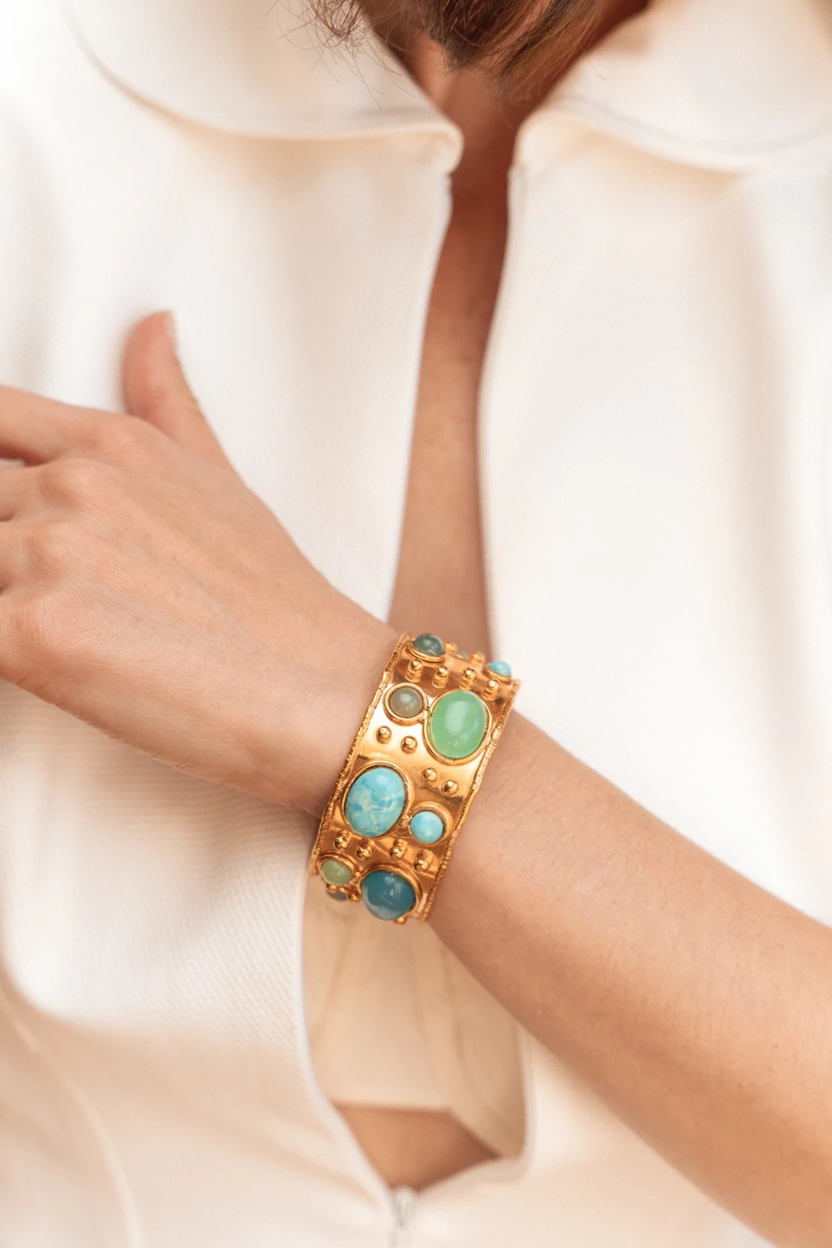 LARIMAR Byzantine Gemstone Cuff image number 3