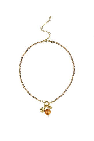 GOLD Beaded Charm Necklace