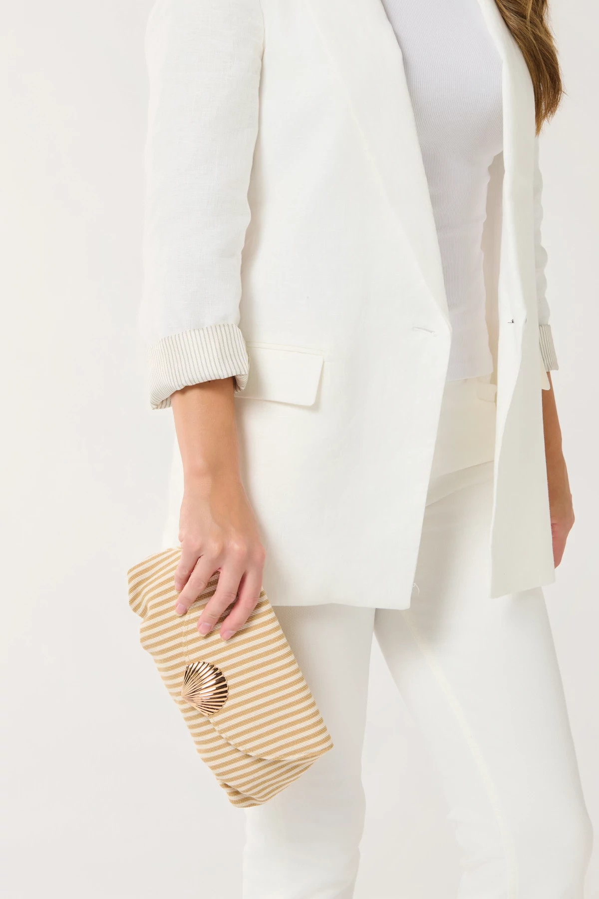 BEIGE Kaia Striped Crossbody Clutch image number 3
