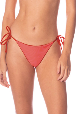 RED CAMELIA Sunning Tie Side Brazilian Bikini Bottom