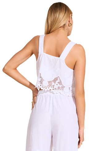 WHITE Flora Cropped Tank Top