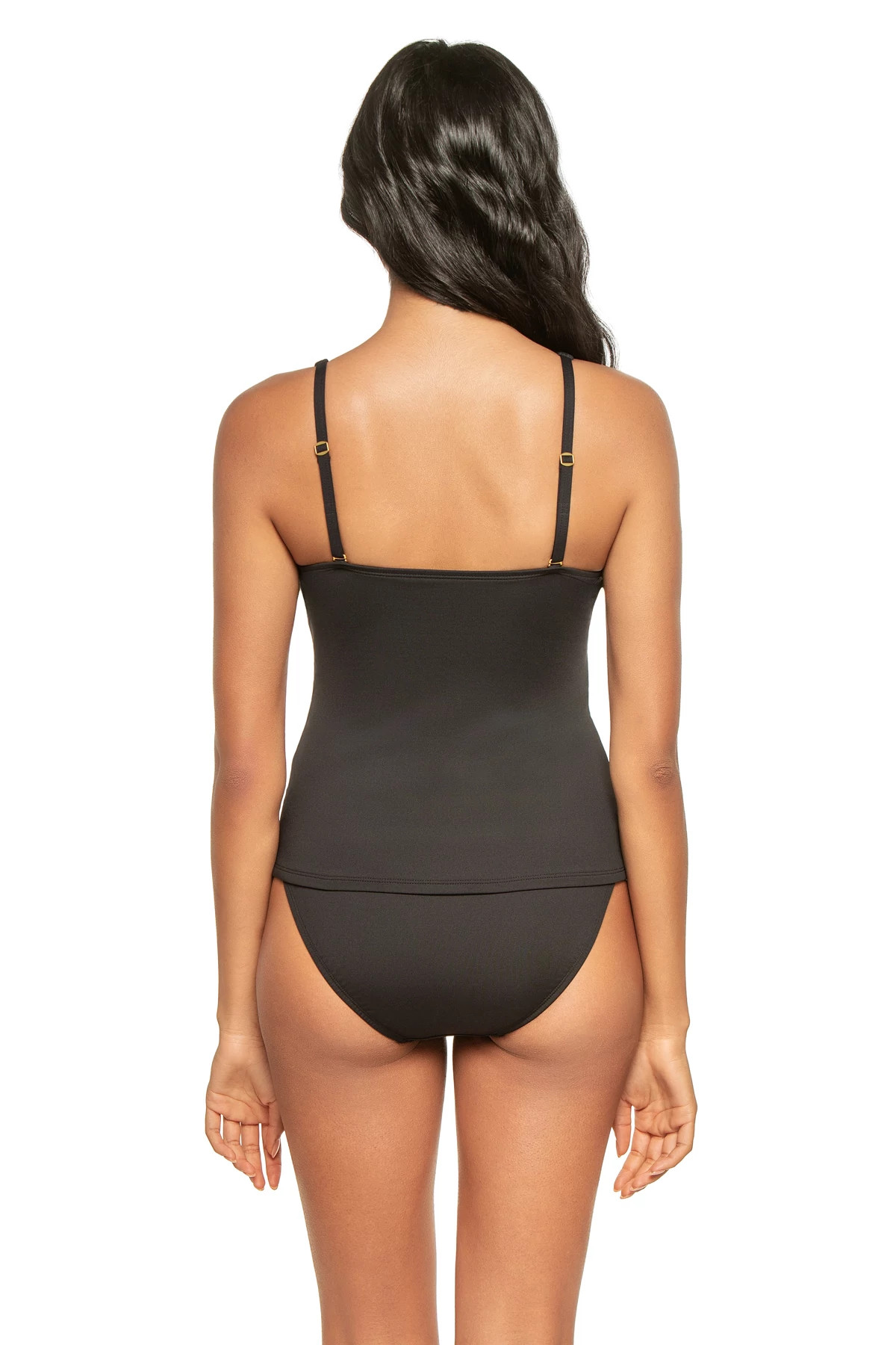 CAVIAR Ruched Plunge Tankini Top image number 2