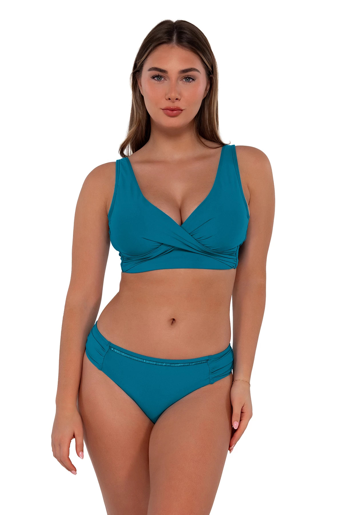AVALON TEAL Elsie Underwire Bralette Bikini Top (E-H Cup) image number 1