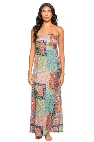 OASIS PATCHWORK Amal Patchwork Strapless Maxi Dress