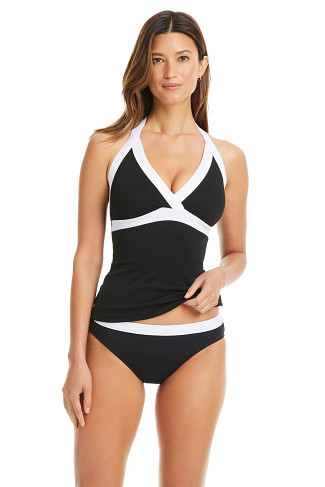 BLACK Halter Tankini Top