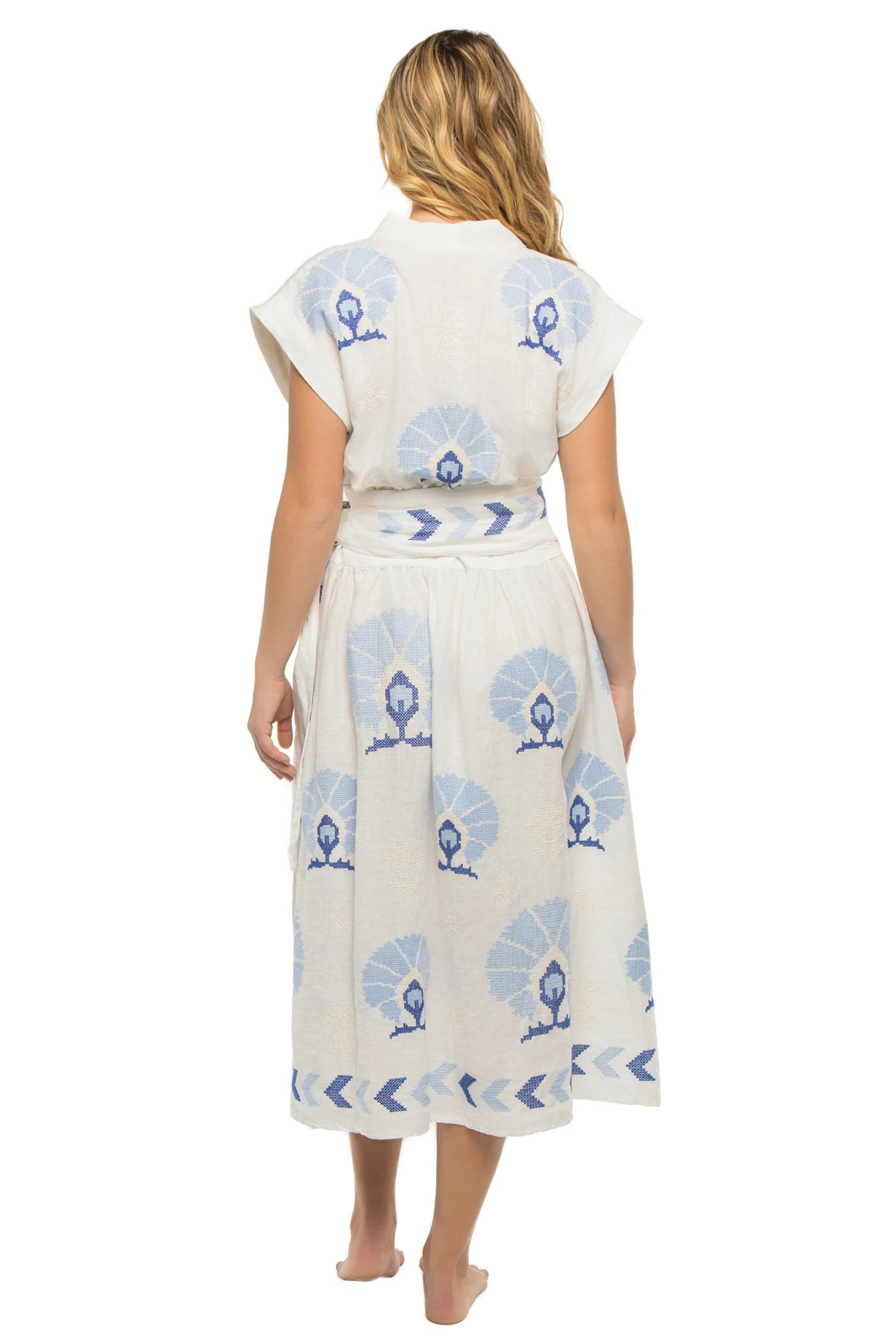 WHITE BLUE Embroidered Midi Dress image number 2