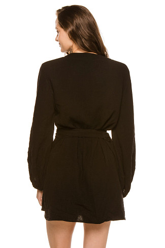 BLACK Emmie Long Sleeve Wrap Short Dress